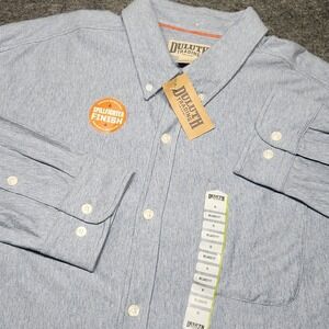 Duluth Trading Aileron Cotton Knit Button Down Long Sleeve Shirt Blue XL NWT Men